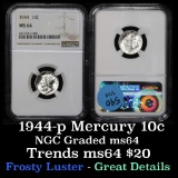 NGC 1944-p Mercury Dime 10c Graded ms64 by NGC