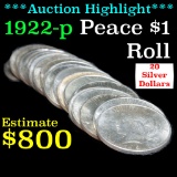 ***Auction Highlight*** Solid 1922-p Shotgun Roll of (20) Peace Dollars Brilliant Uncirculated (fc)