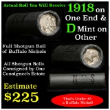 Full roll of Buffalo Nickels, 1918 on one end & a 'd' Mint reverse on other end (fc)