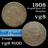 1808 Draped Bust Half Cent 1/2c Grades vg, very good