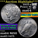 ***Auction Highlight*** 1935-s Peace Dollar $1 Graded Choice Unc by USCG (fc)