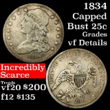 1834 Capped Bust Quarter 25c Grades vf details