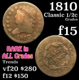 1810 Classic Head half cent 1/2c Grades f+