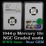 NGC 1944-p Mercury Dime 10c Graded ms64 by NGC