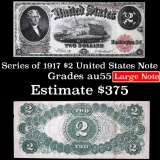 1917 $2 Large Size Legal Tender $2 Grades Choice AU