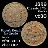 1829 Classic Head half cent 1/2c Grades vf++