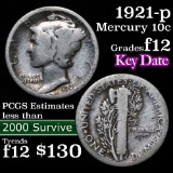 1921-p Mercury Dime 10c Grades f, fine