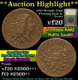 *Auction Highlight* 1793 Wreath Vine & Bars Flowing Hair large cent 1c Graded vf, very fine USCG (fc