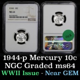 NGC 1944-p Mercury Dime 10c Graded ms64 by NGC