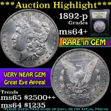 ***Auction Highlight*** 1892-p Morgan Dollar $1 Graded Choice+ Unc by USCG (fc)