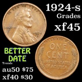 1924-s Lincoln Cent 1c Grades xf+