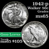 1942-p Walking Liberty Half Dollar 50c Grades GEM Unc