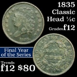 1835 Classic Head half cent 1/2c Grades f, fine