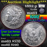 ***Auction Highlight*** 1892-p Morgan Dollar $1 Graded Select Unc by USCG (fc)