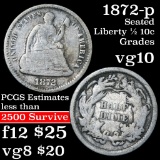 1872-p Seated Liberty Half Dime 1/2 10c Grades vg+