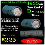 Full roll of Buffalo Nickels, 1935 on one end & a 'd' Mint reverse on other end   Average Circ (fc)