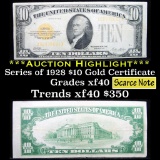 ***Auction Highlight*** 1928 $10 Gold Certificate $10 Grades xf (fc)