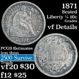 1871-p Seated Liberty Half Dime 1/2 10c Grades vf details