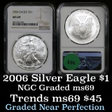 NGC 2006 Silver Eagle Dollar $1 Graded ms69 by NGC