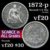 1872-p Seated Liberty Half Dime 1/2 10c Grades vf, very fine