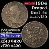 1804 Draped Bust Half Cent 1/2c Grades vf++