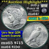 ***Auction Highlight*** 1935-p Peace Dollar $1 Graded Choice+ Unc by USCG (fc)
