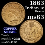 1863 Indian Cent 1c Grades Select Unc (fc)