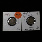 2 Assorted Flying Eagle Cents 1c