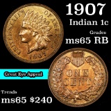 1907 Indian Cent 1c Grades GEM Unc RB