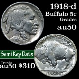 1918-d Buffalo Nickel 5c Grades AU, Almost Unc (fc)