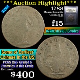 ***Auction Highlight*** 1788 Massachussetts Colonial Cent 1c Graded f+ by USCG (fc)