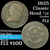 1825 Classic Head half cent 1/2c Grades f, fine