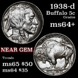 1938-d Buffalo Nickel 5c Grades Choice+ Unc