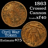 1863 Crossed Cannons Civil War Token 1c Grades xf