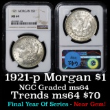 1921-p Morgan Dollar $1 Graded ms64 by NGC