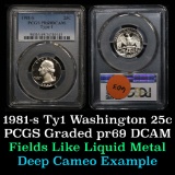 PCGS 1981-s Ty1 Washington Quarter 25c Graded pr69 dcam by PCGS