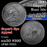 1837 Capped Bust Half Dollar 50c Grades AU, Almost Unc (fc)