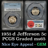 1951-d Jefferson Nickel 5c Graded ms65 by PCGS