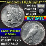 ***Auction Highlight*** 1928-p Peace Dollar $1 Graded Select Unc by USCG (fc)