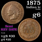 1875 Indian Cent 1c Grades g+