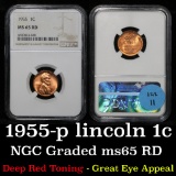 1955-p Lincoln Cent 1c Graded ms65 RD by NGC