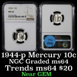 1944-p Mercury Dime 10c Graded ms64 by NGC