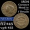 1834 Coronet Head Large Cent 1c Grades f details