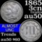 1865 Three Cent Copper Nickel 3cn Grades AU, Almost Unc