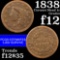 1838 Coronet Head Large Cent 1c Grades f, fine