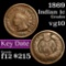 1869 Indian Cent 1c Grades vg+