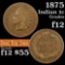 1875 Indian Cent 1c Grades f, fine