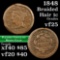 1848 Braided Hair Large Cent 1c Grades vf+