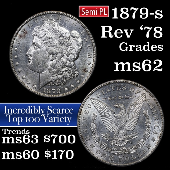 1879-s Rev '78 Top 100 Morgan Dollar $1 Grades Select Unc