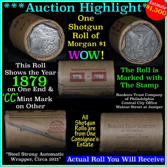 ***Auction Highlight*** Morgan dollar roll ends 1879 & 'cc', Better than average circ (fc)